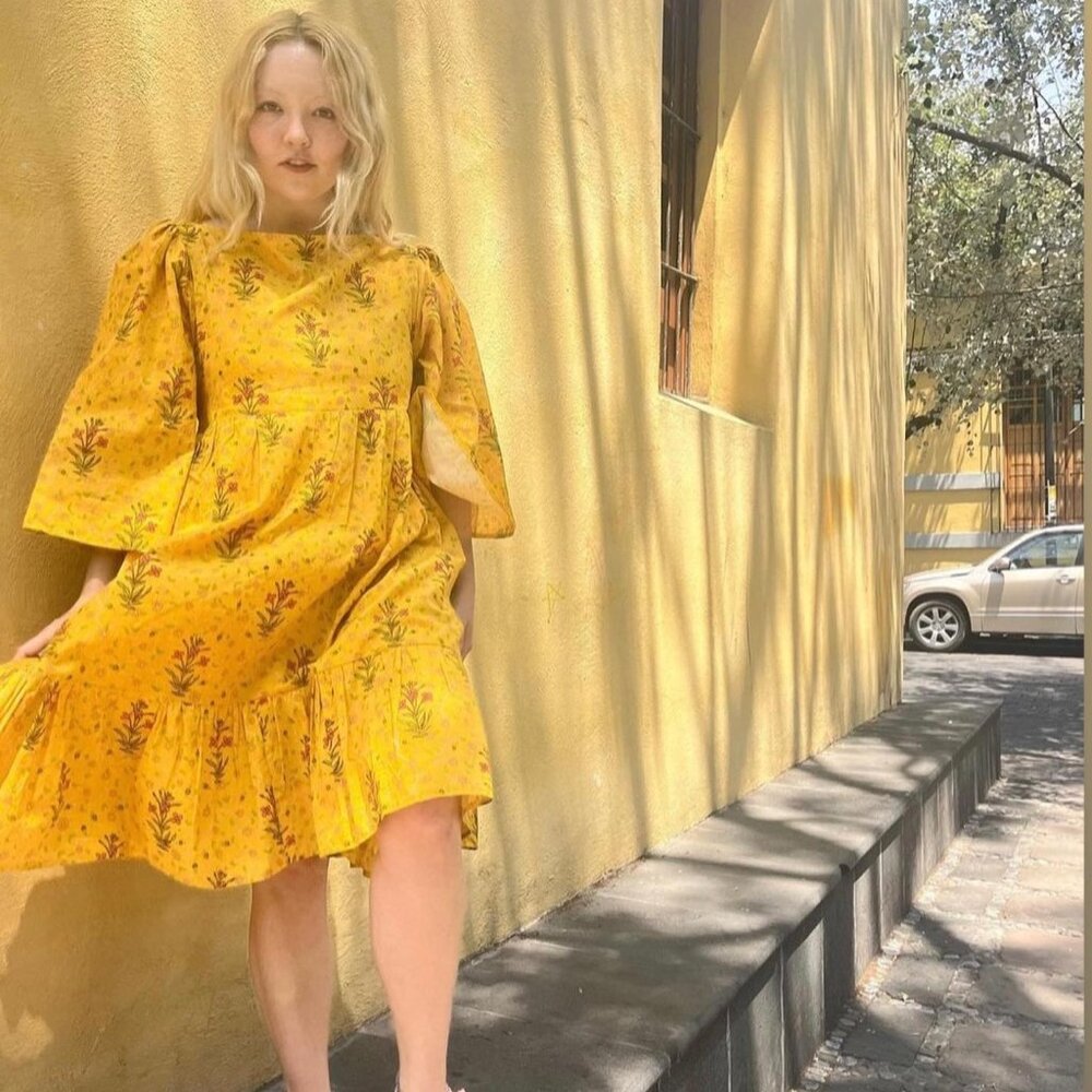 Yellow floral summer dress